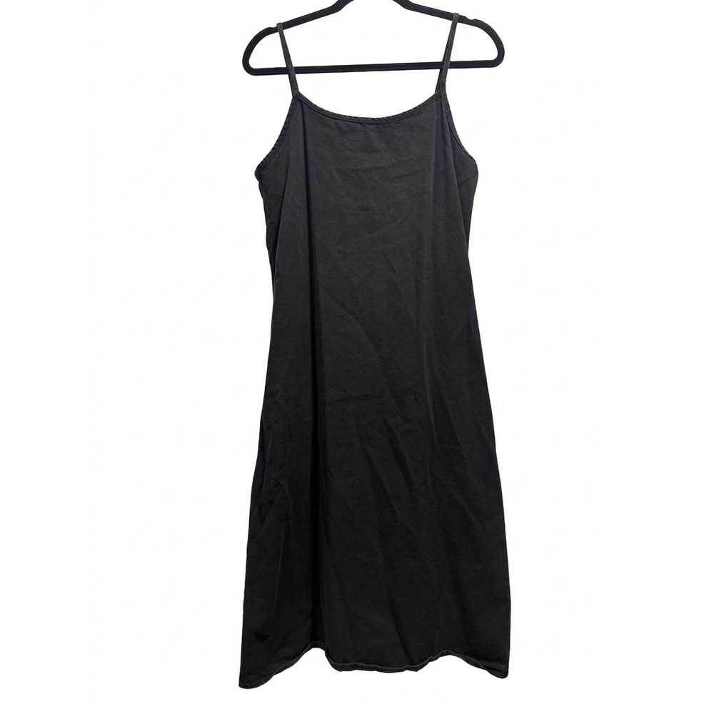 Vintage Studio Black Denim Midi Slip Dress 100 Cotton Made in USA Size 8 2455